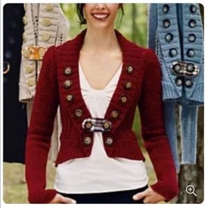 Anthropologie Charlie & Robin Red Wool Cardigan With Button Trim Size M